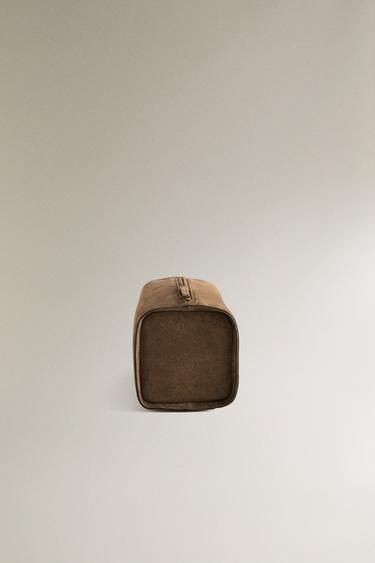 LEATHER WASH BAG - Khaki Green by Zara - Image 2