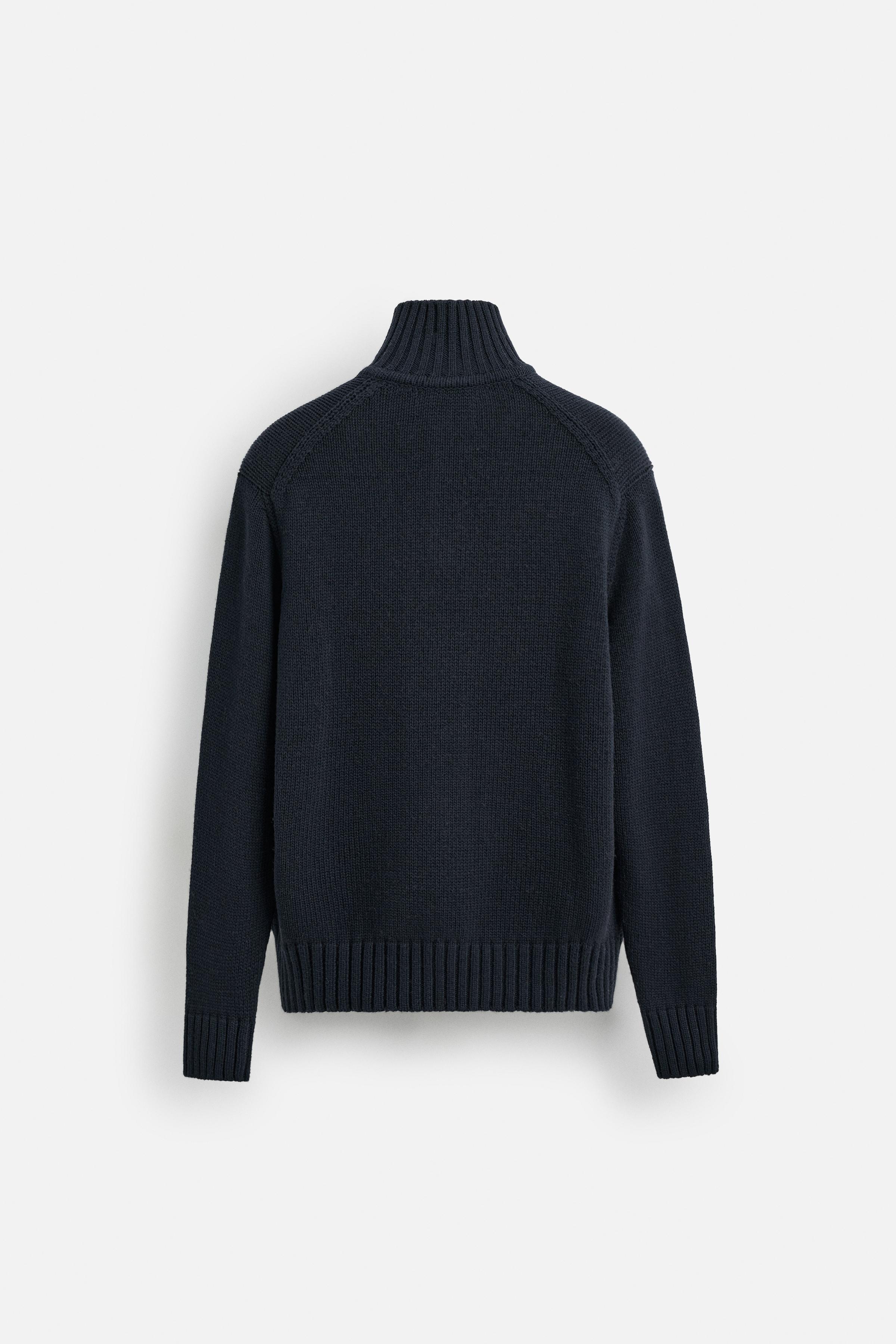 ZARA - 【新品タグ付】ZARA ボタンニットセーター コットン - ウール混 ボタン付きセーター - ダークネイビー