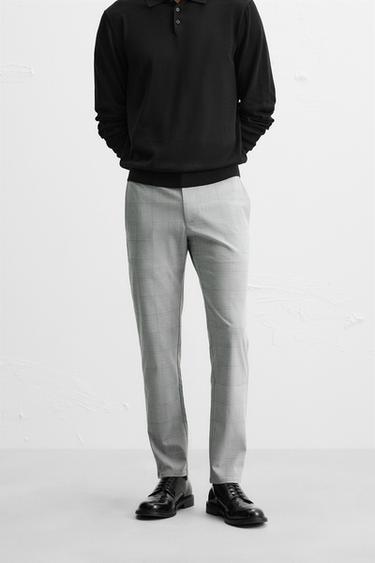 Zara SLIM FIT STRETCH PANTS - Gray marl