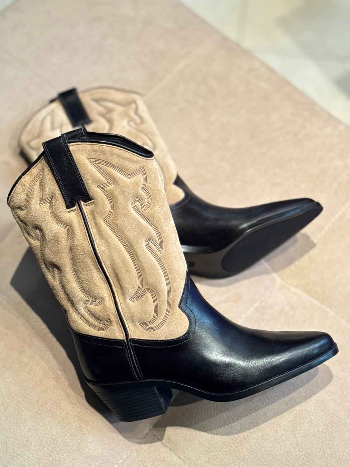 COMBINED LEATHER EMBROIDERED BOOTS - Image 3
