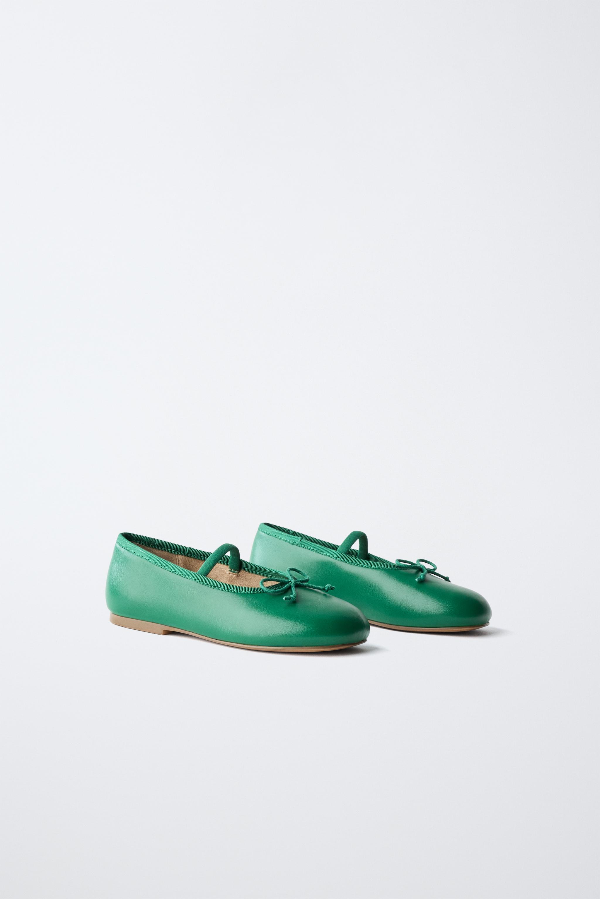BOW BALLERINA FLATS — Green