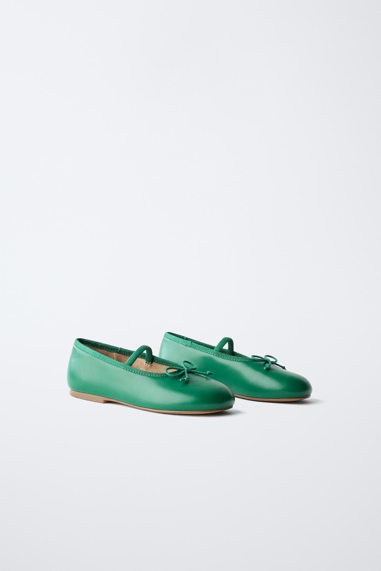 BOW BALLERINA FLATS — Green