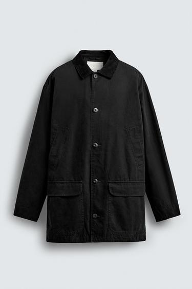 TRENCH DENIM CUELLO COMBINADO - Negro de Zara