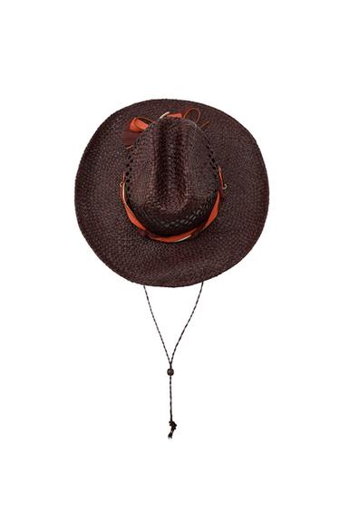 CHAPEAU RAFIA 100% LACET - Marron de Zara