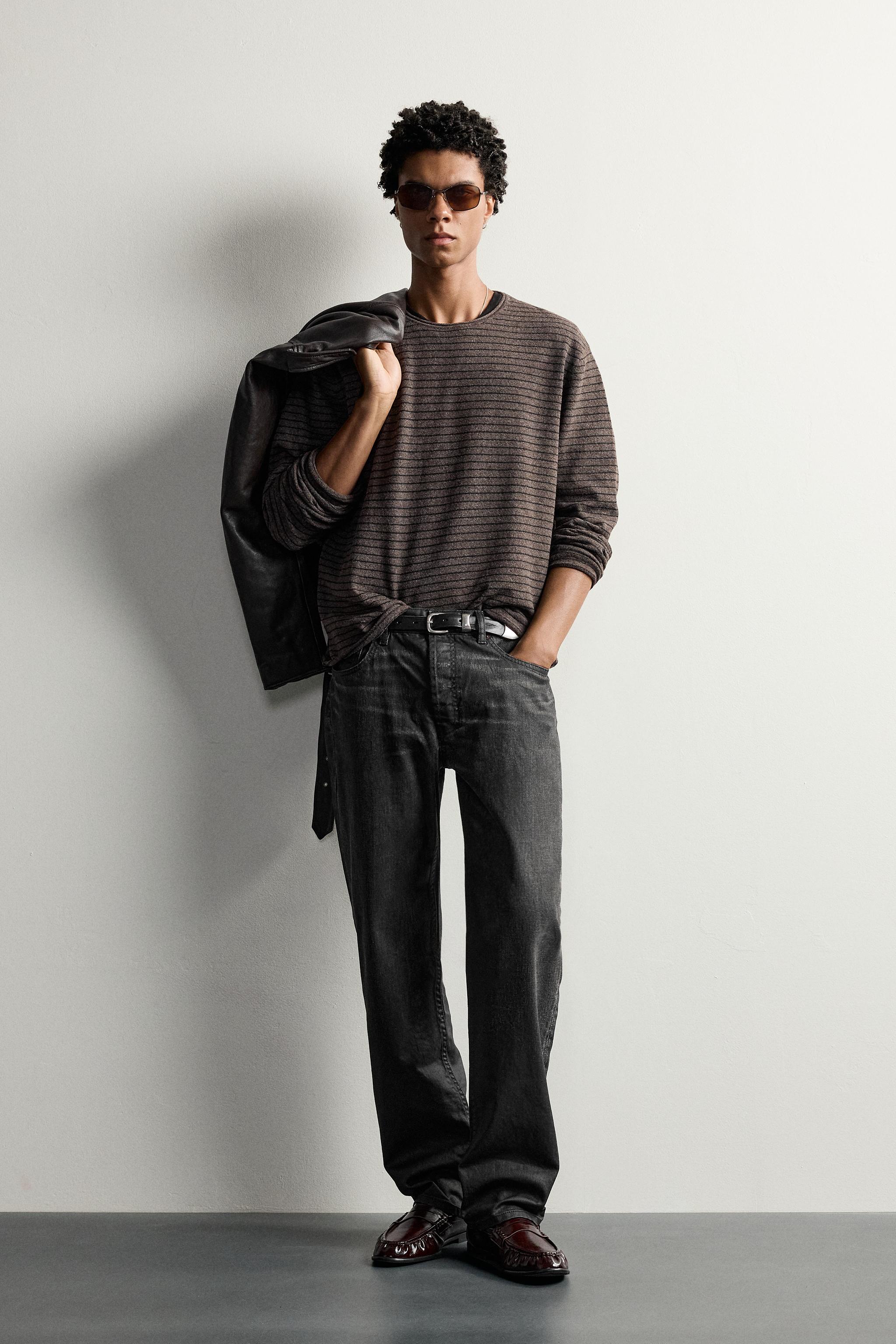 ストライプ柄リラックスフィットセーター - ブラウン | ZARA Japan / 日本