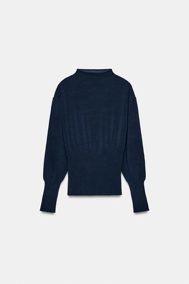 JERSEY PUNTO CINTURA ANCHA - Azul tinta de Zara