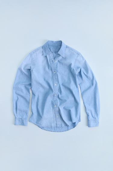 CAMISA REGULAR FIT DENIM TRF - Azul claro de Zara