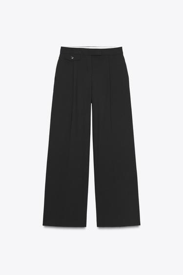 PANTALÓN ANCHO PINZAS - Negro de Zara