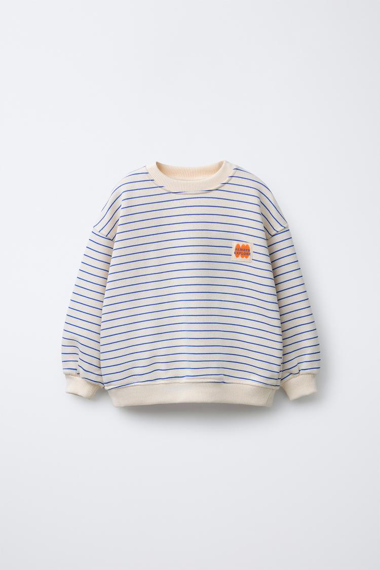 STRIPED SWEATSHIRT Blue White ZARA United States