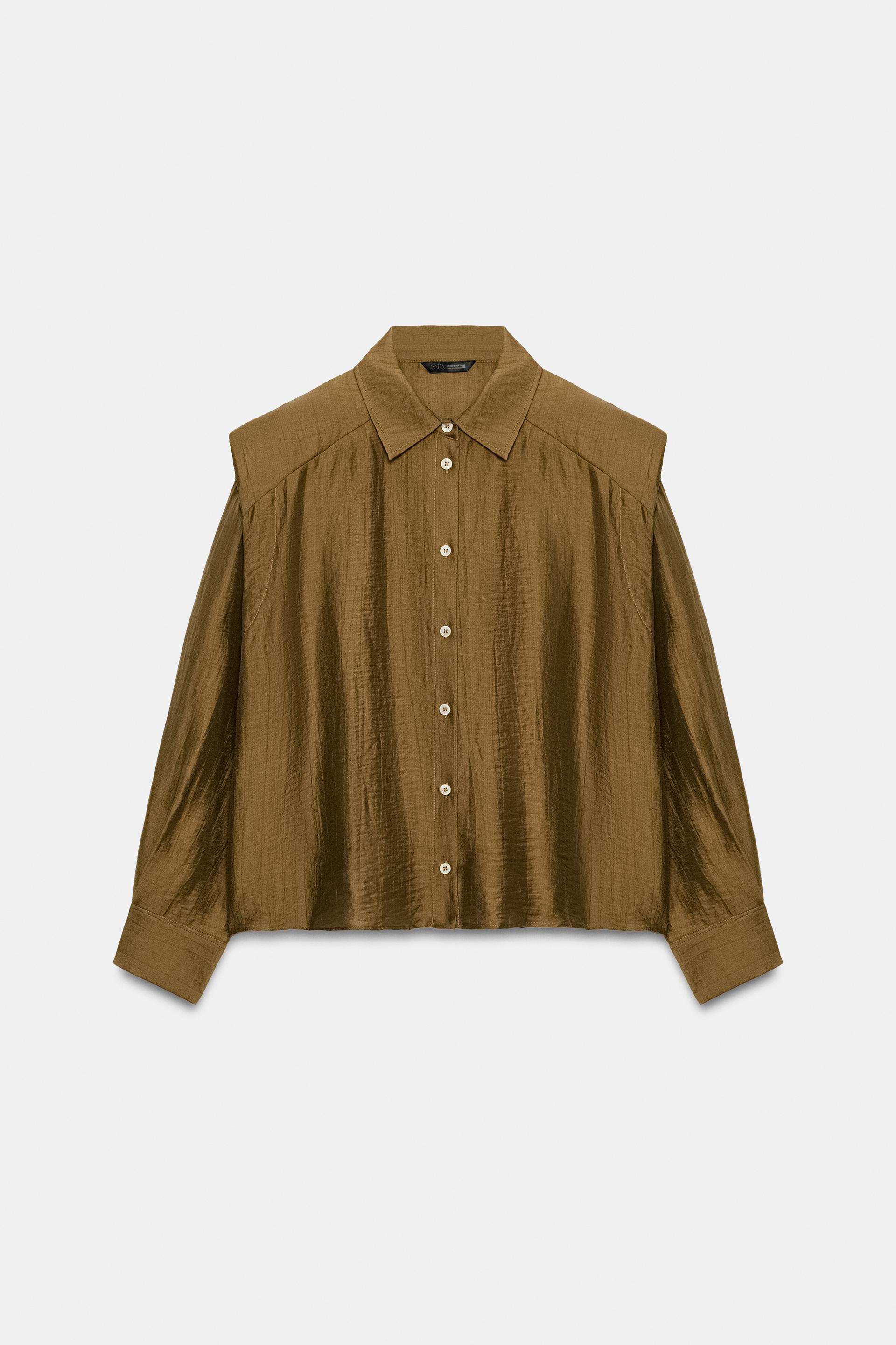 Linen Blend Shirt With Shoulder Pads