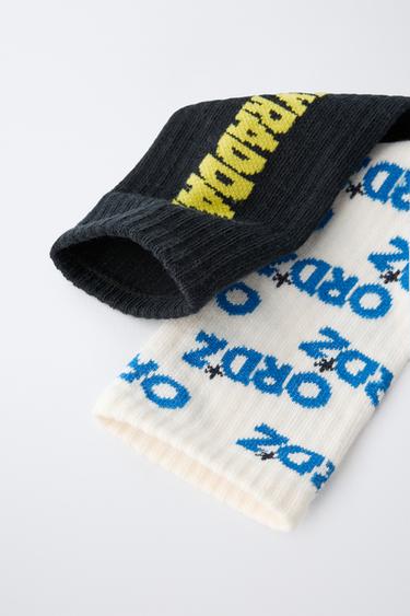 2-PACK OF LONG TEXT SOCKS - Blue by Zara - Image 1