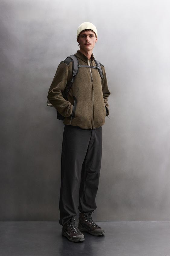 CHAQUETA PUNTO COMBINADO POLAR - Marrón / Verde de Zara - Imagen 0