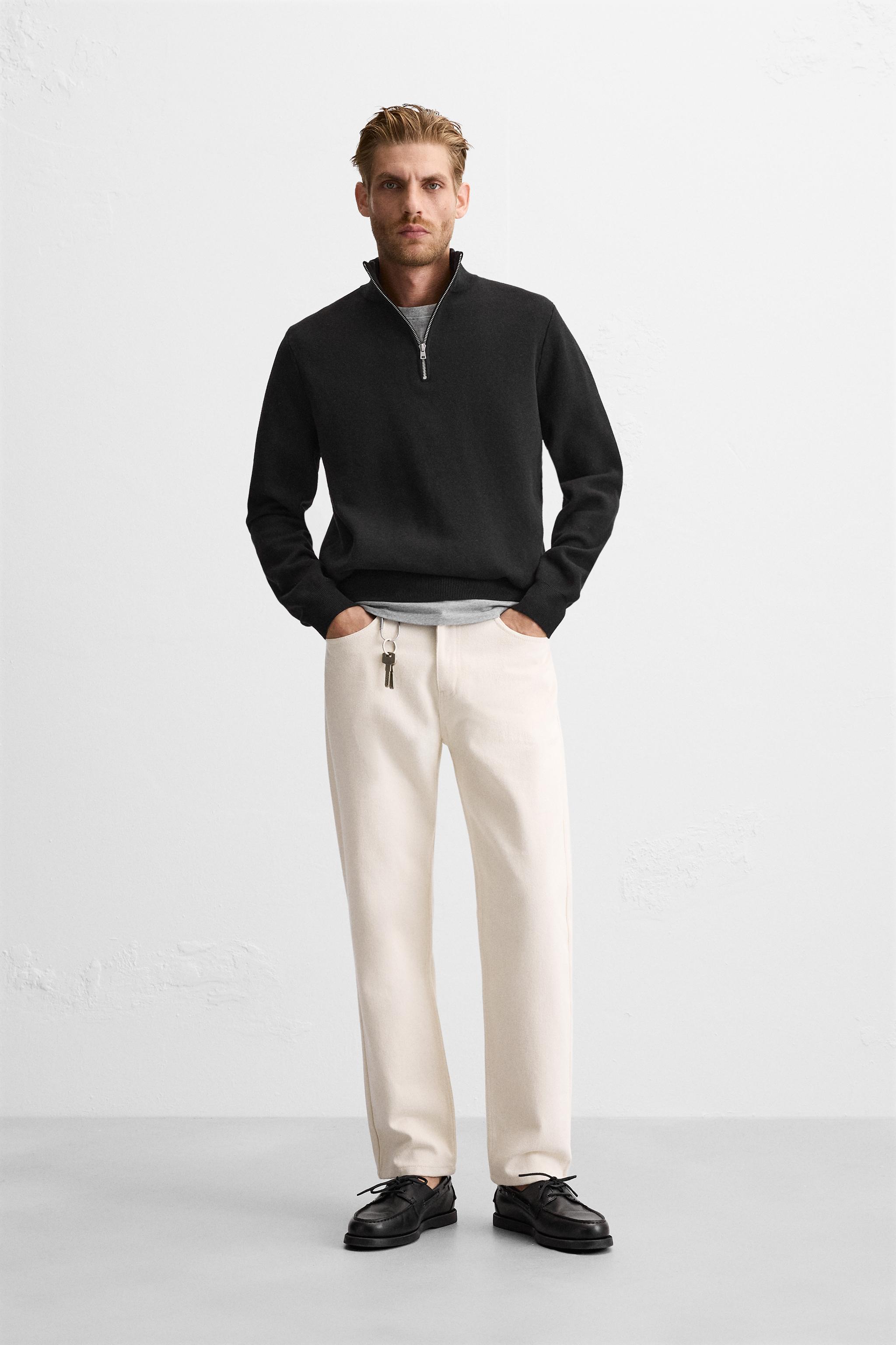 HIGH NECK QUARTER ZIP SWEATER