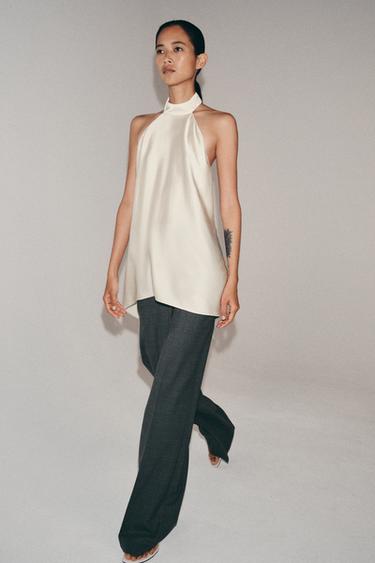 ZW COLLECTION HALTER TOP WITH OPEN BACK - Ivory by Zara - Image 3