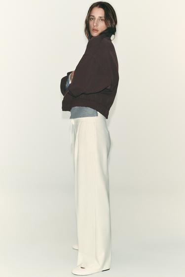 WIDE-LEG TROUSERS WITH DOUBLE WAISTBAND - striped by Zara - Image 3
