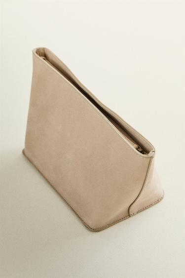 Zara NUBUK LEATHER MAKEUP BAG - Off White