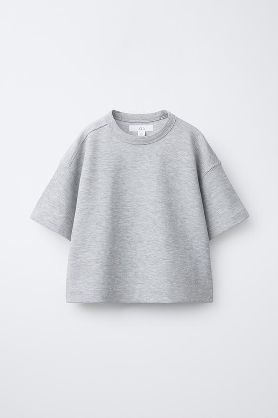 PLAIN INTERLOCK T-SHIRT - Grey marl by Zara - Image 0