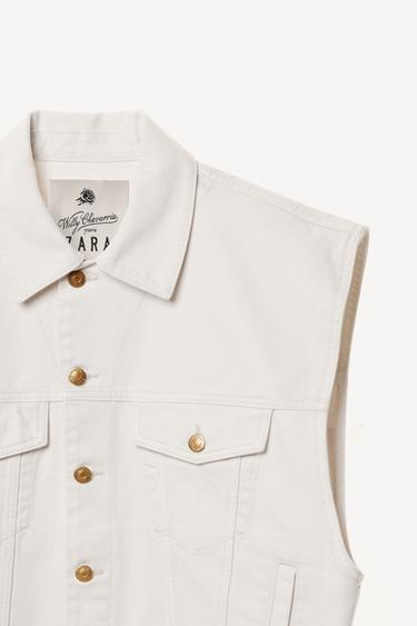 GILET EN DENIM COUPE CARRÉE WILLY CHAVARRIA X ZARA - Écru de Zara - Image 5