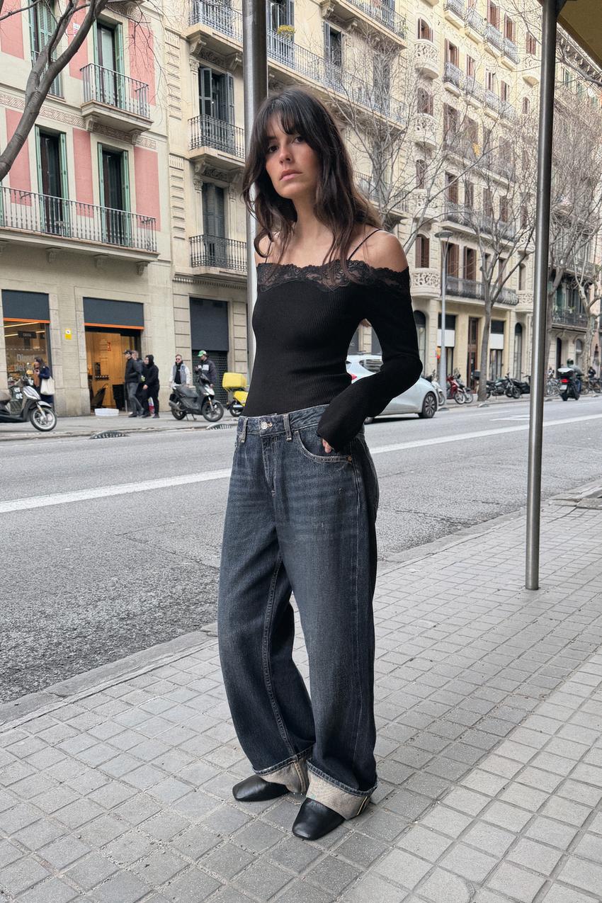 オフショルダーTシャツ - ブラック | ZARA Japan / 日本