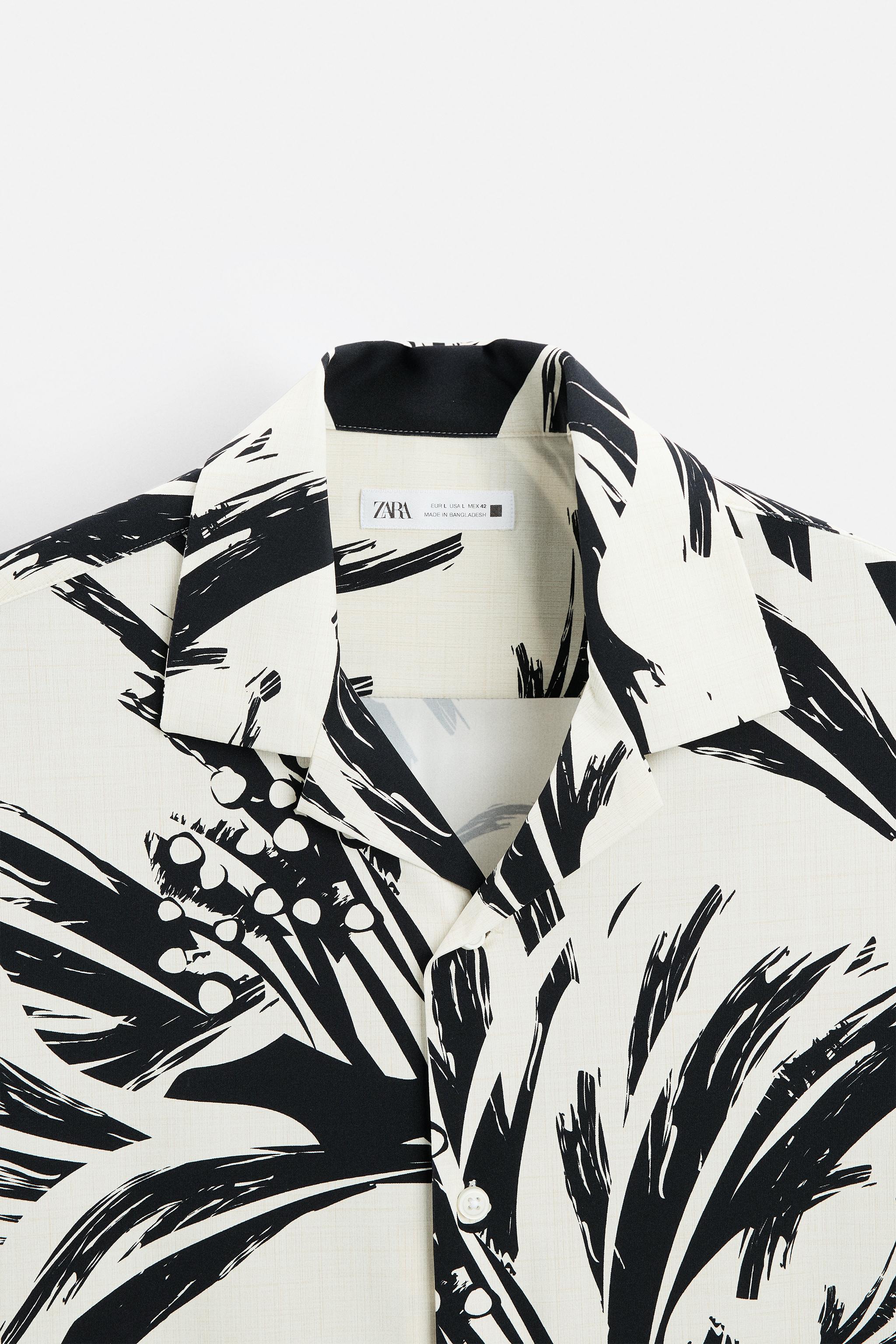 ABSTRACT PRINT STRETCH SHIRT - Beige | ZARA United States