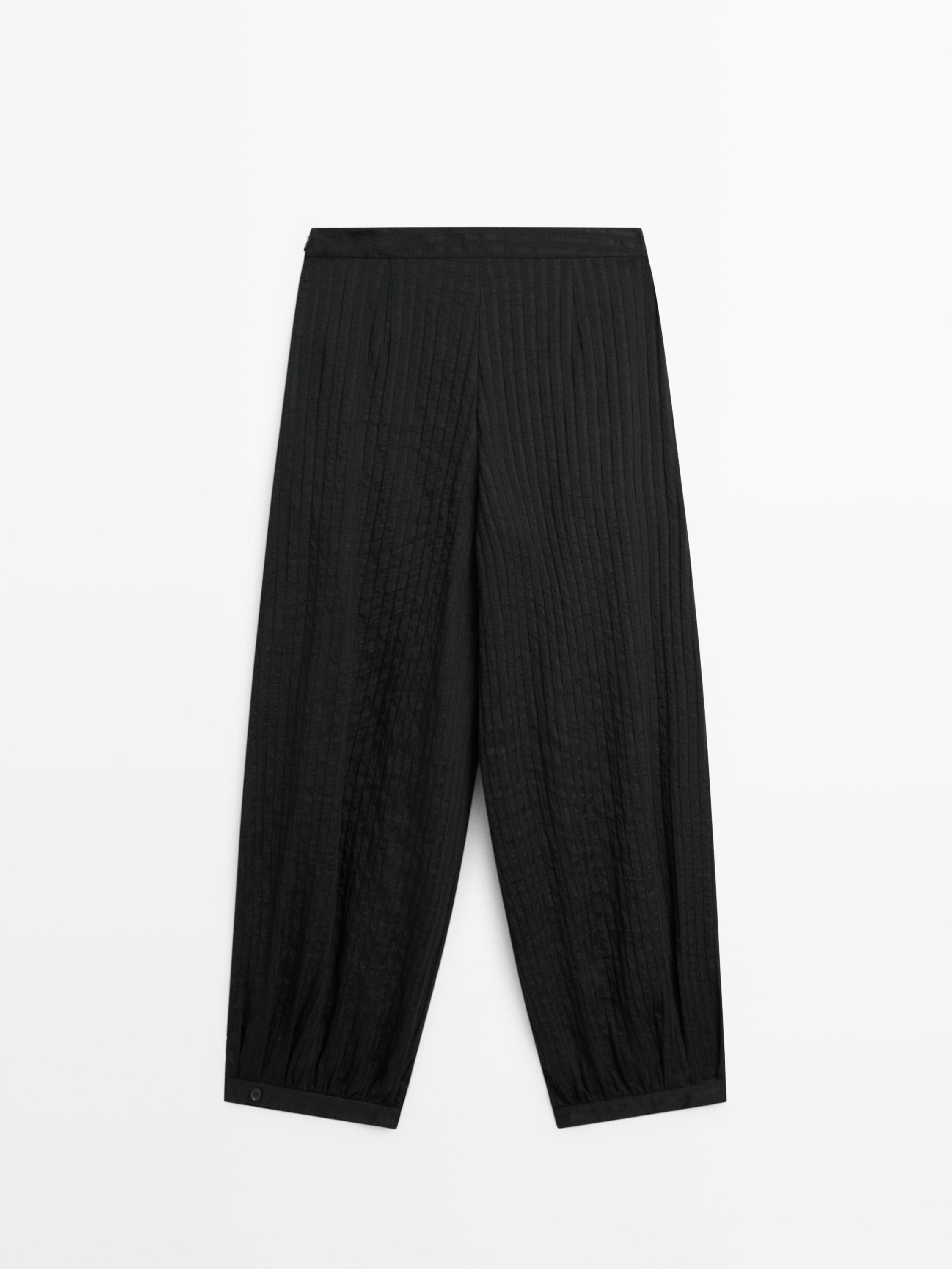 Flowing linen blend sarouel trousers