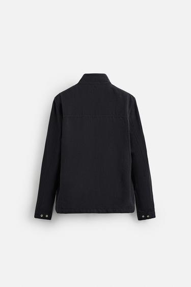 VESTE COTON - LIN POCHES - Bleu marine de Zara - Image 7