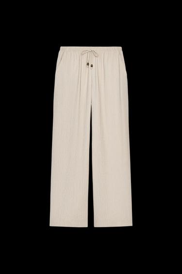 WEITE HOSE MIT ELASTISCHEM BUND - Sandfarben von Zara - Bild 0