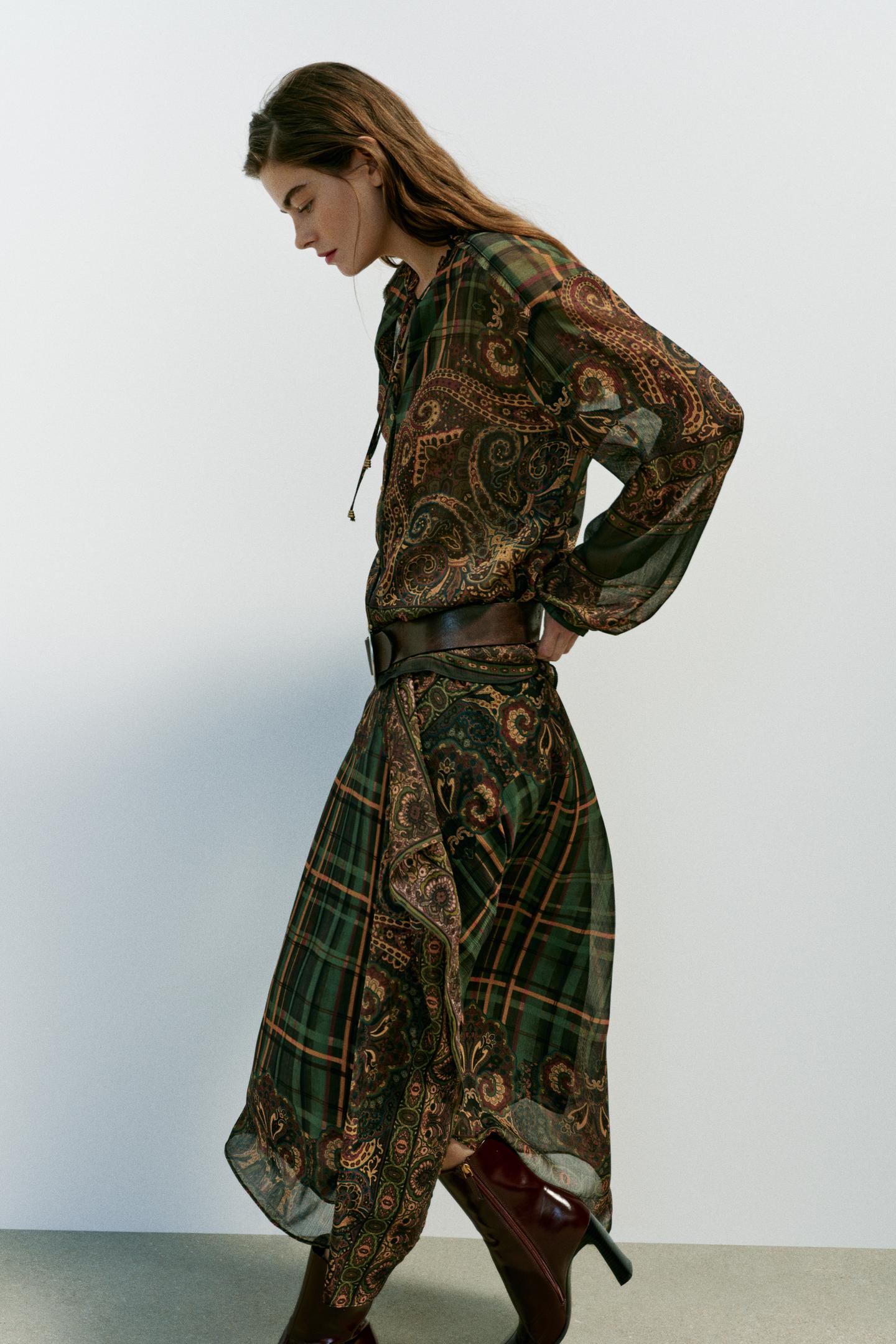 Женская блузка Zara Printed Bow Blouse, цвет: Разноцветный — фото 3