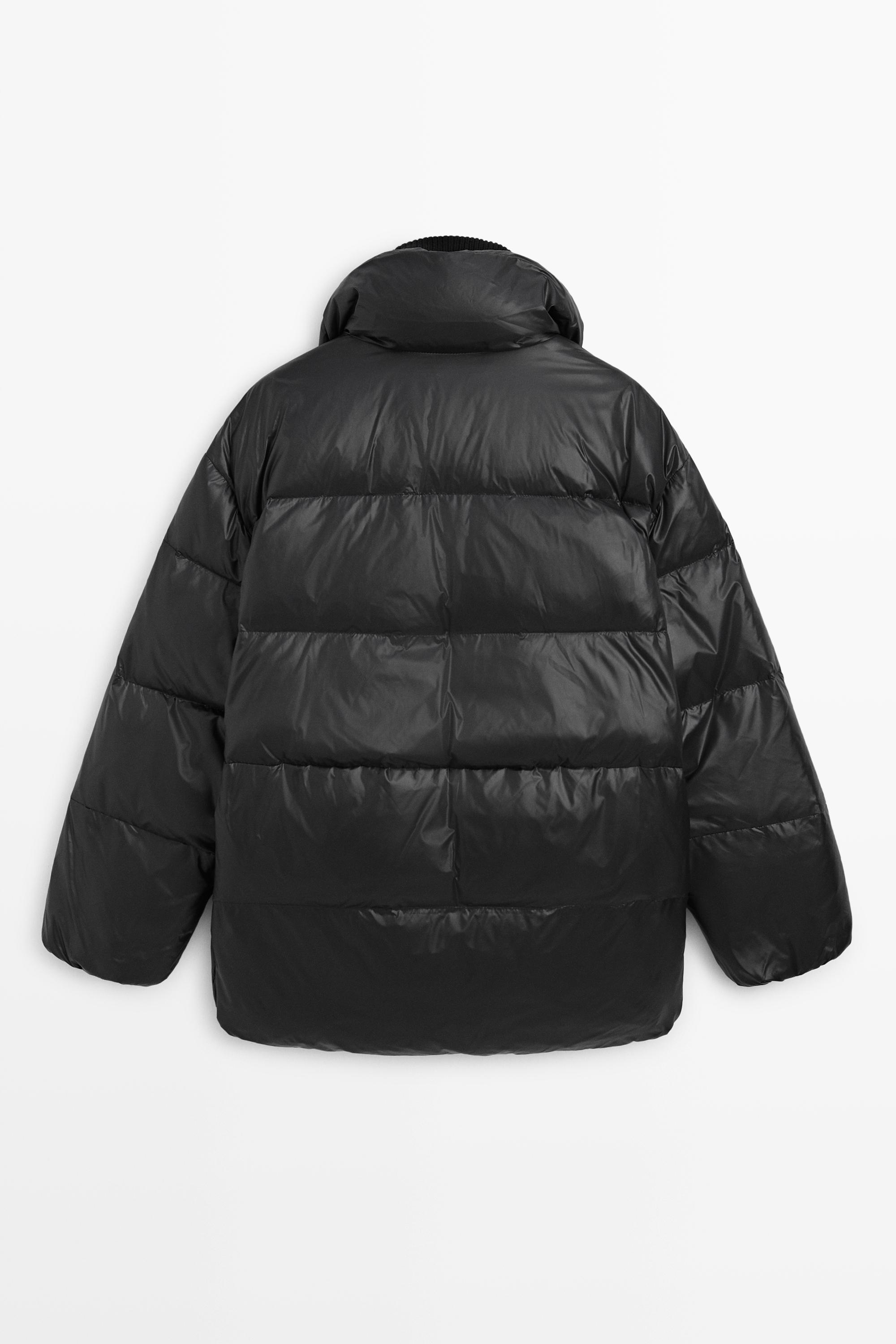 Combined fabric high neck down jacket - Black | ZARA United States
