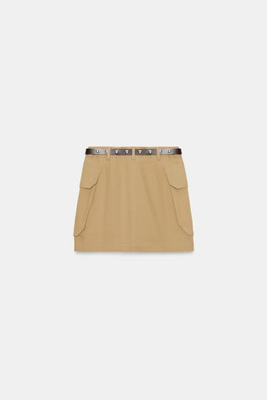 MINI JUPE CARGO AVEC CEINTURE - Camel moyen de Zara - Image 1