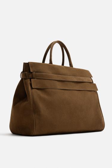 LEATHER HANDBAG - Brown by Zara - Image 3