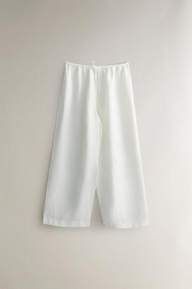 CALÇA DE LINHO - Branco-marfim da Zara