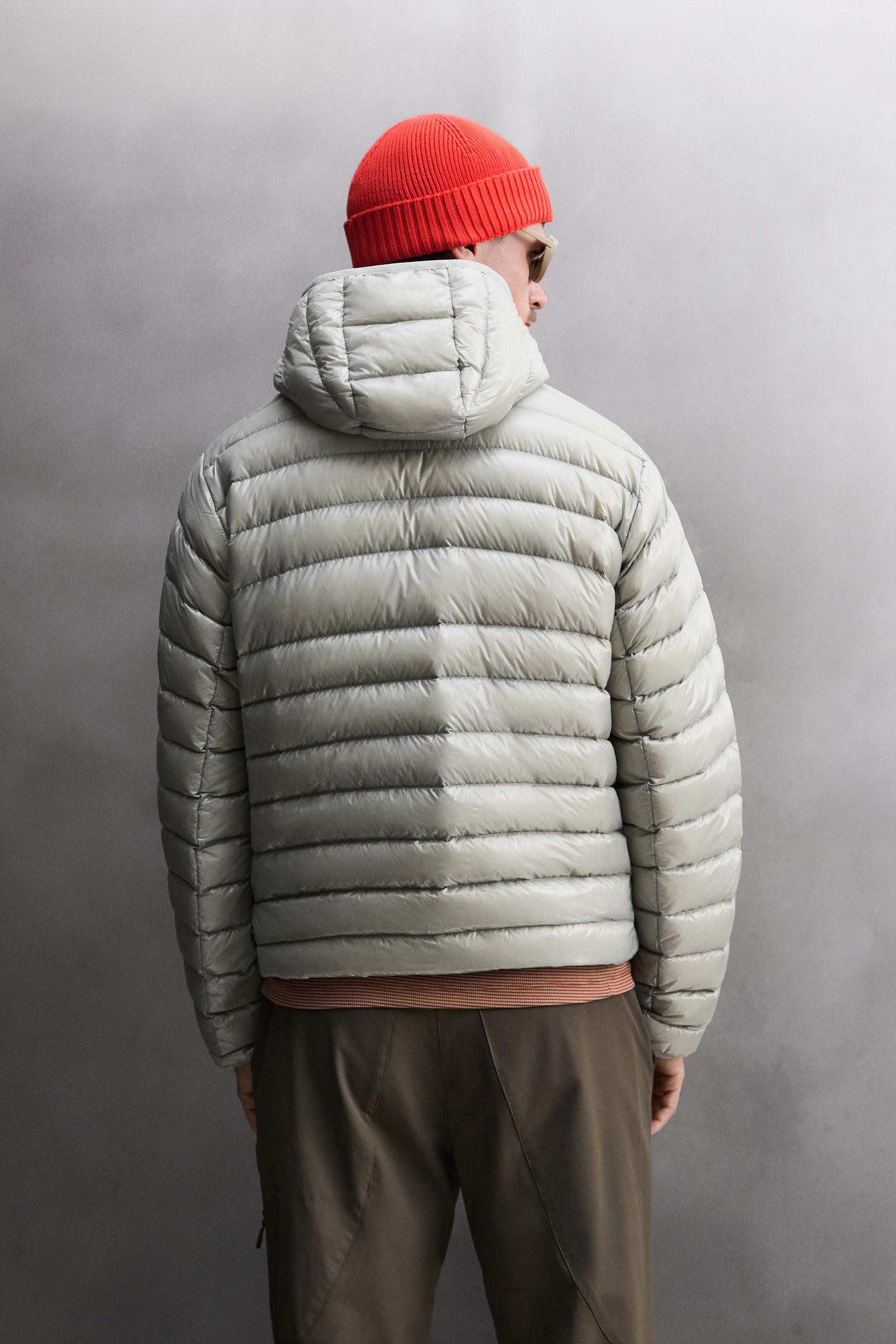 Мужская куртка Zara Technical 90/10 Down Jacket, цвет: Светлый серый — фото 3