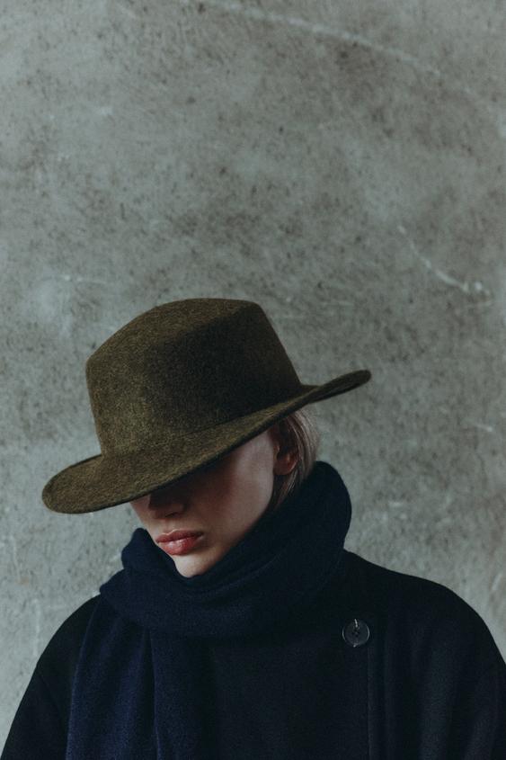 100% WOOL FELT BEANIE - Green by Zara - Image 0
