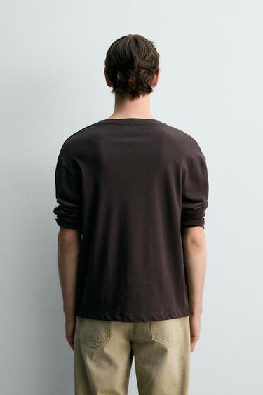 COTTON/LINEN T-SHIRT - Brown by Zara - Image 2