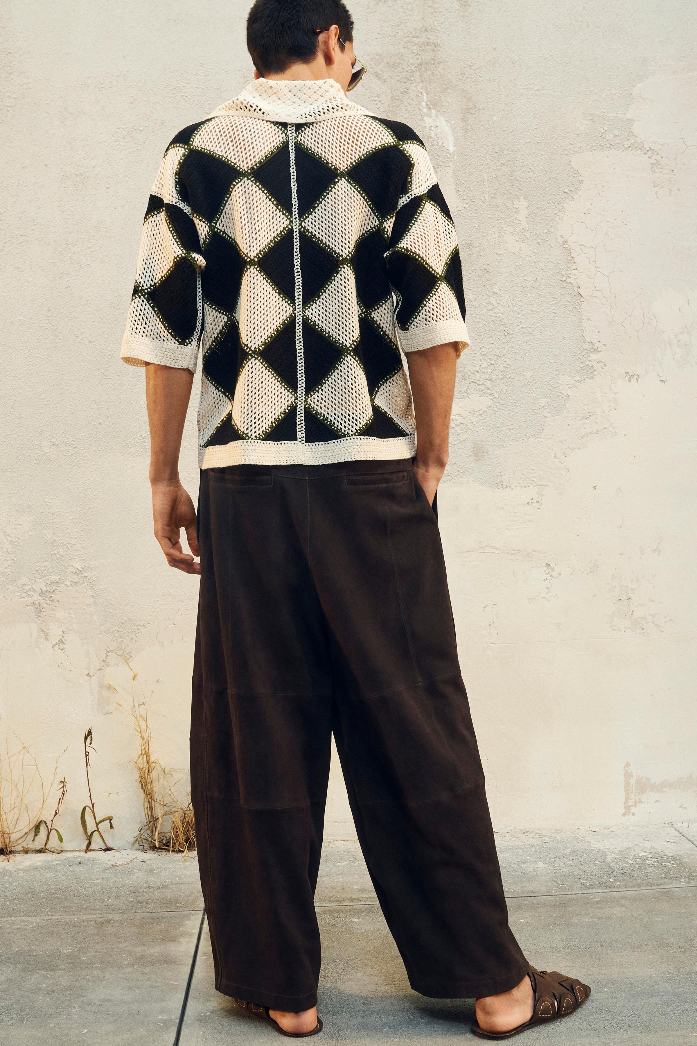 【ZARA】LIMITED EDITION ダイヤ柄ニットシャツ | 4331/411/712 LIMITED EDITION ダイヤ柄ニットシャツ - エクリュ | ZARA Japan