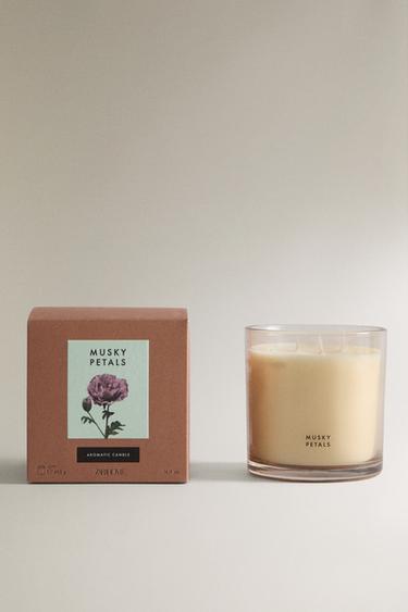 (400 G) MUSKY PETALS SCENTED CANDLE - Beige-brown by Zara