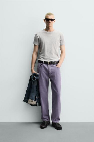 WASHED COLOUR STRAIGHT-LEG JEANS - Purple by Zara - Image 0