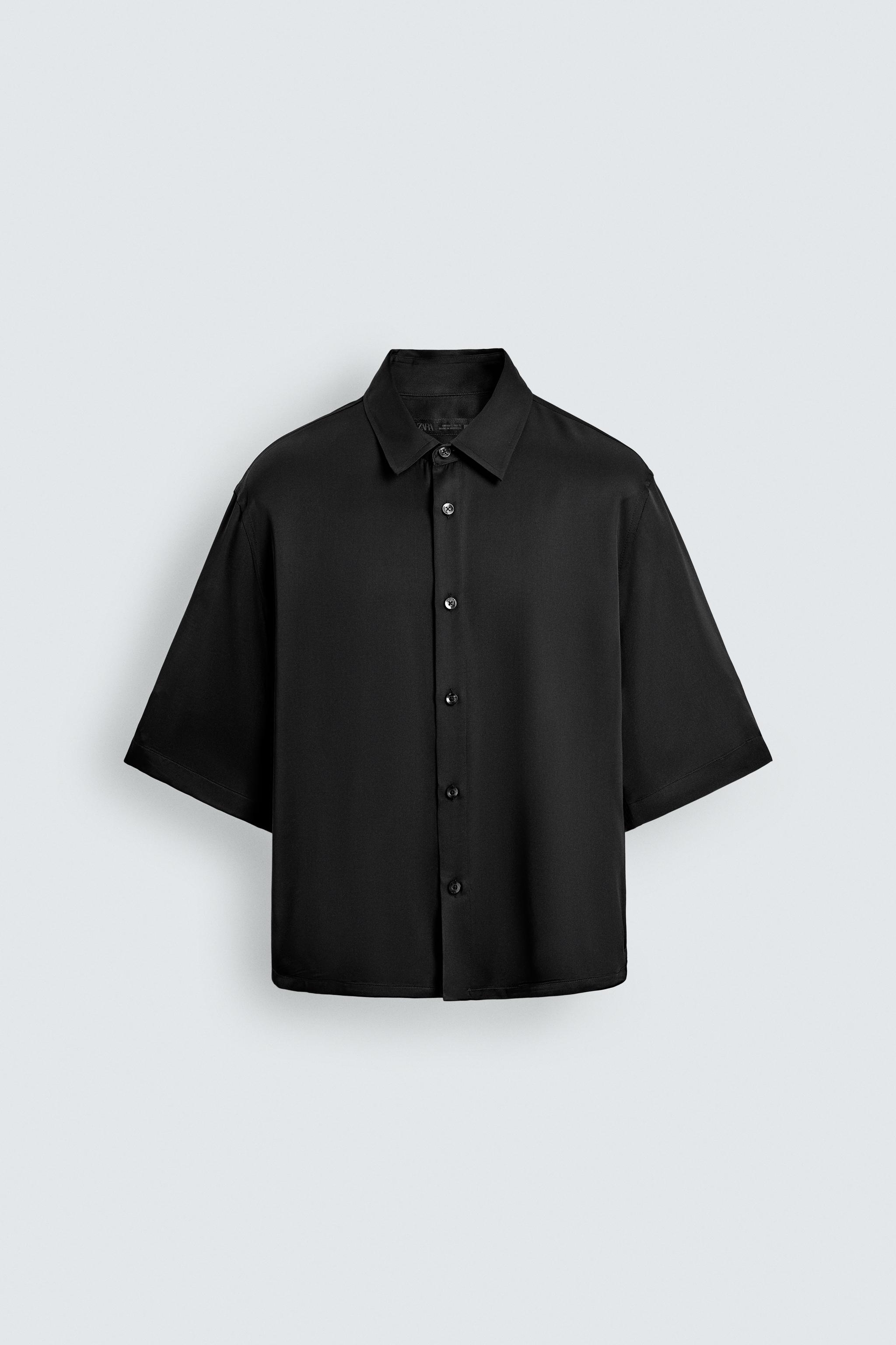 サテン リラックスフィット シャツ - ブラック | ZARA Japan / 日本