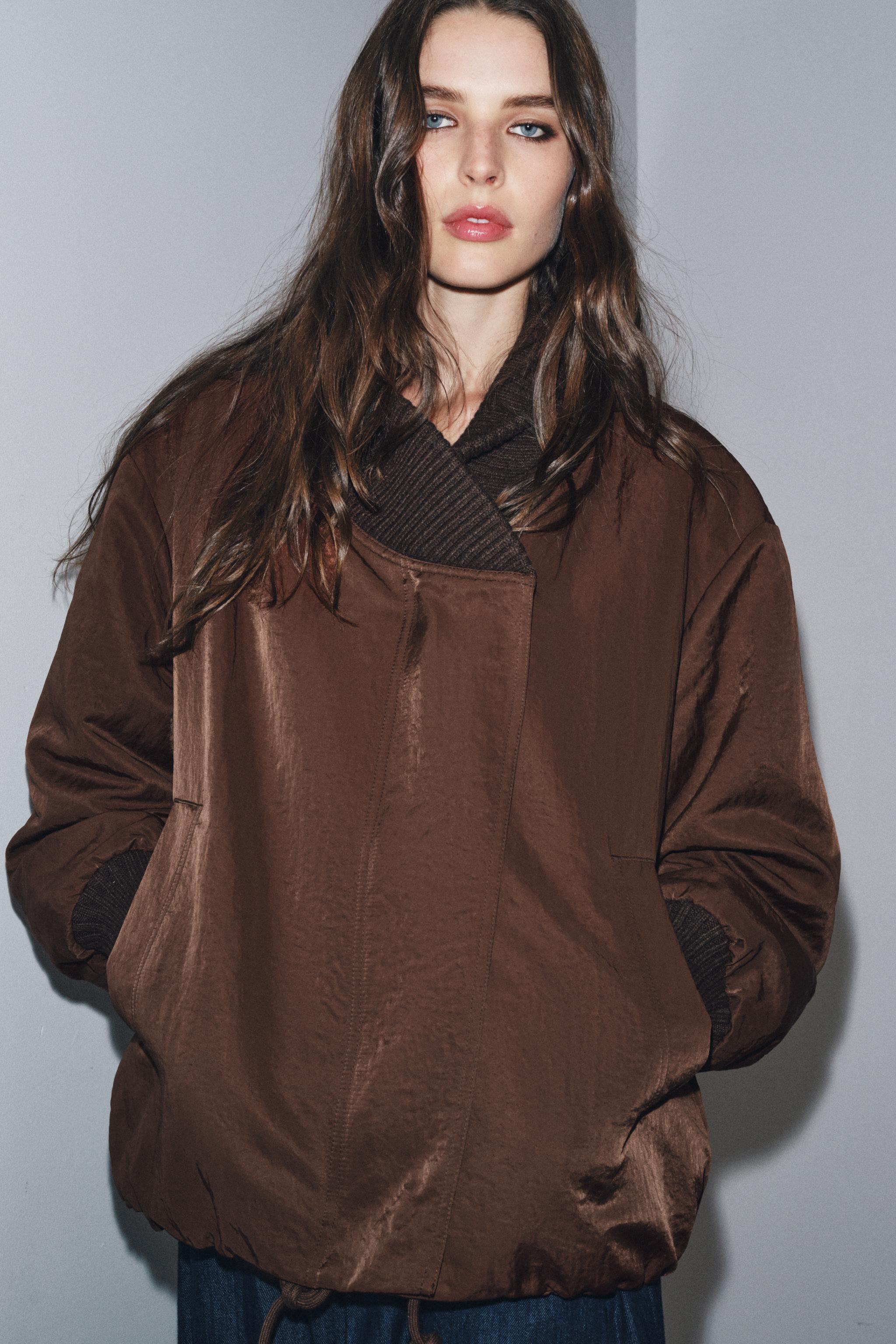 ZW COLLECTION RIBBED JACKET - Chocolate | ZARA United States