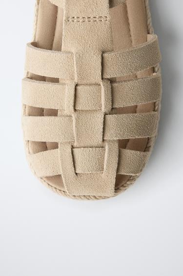 LEATHER AND JUTE CAGE SANDALS - Sand Brown by Zara - Image 5