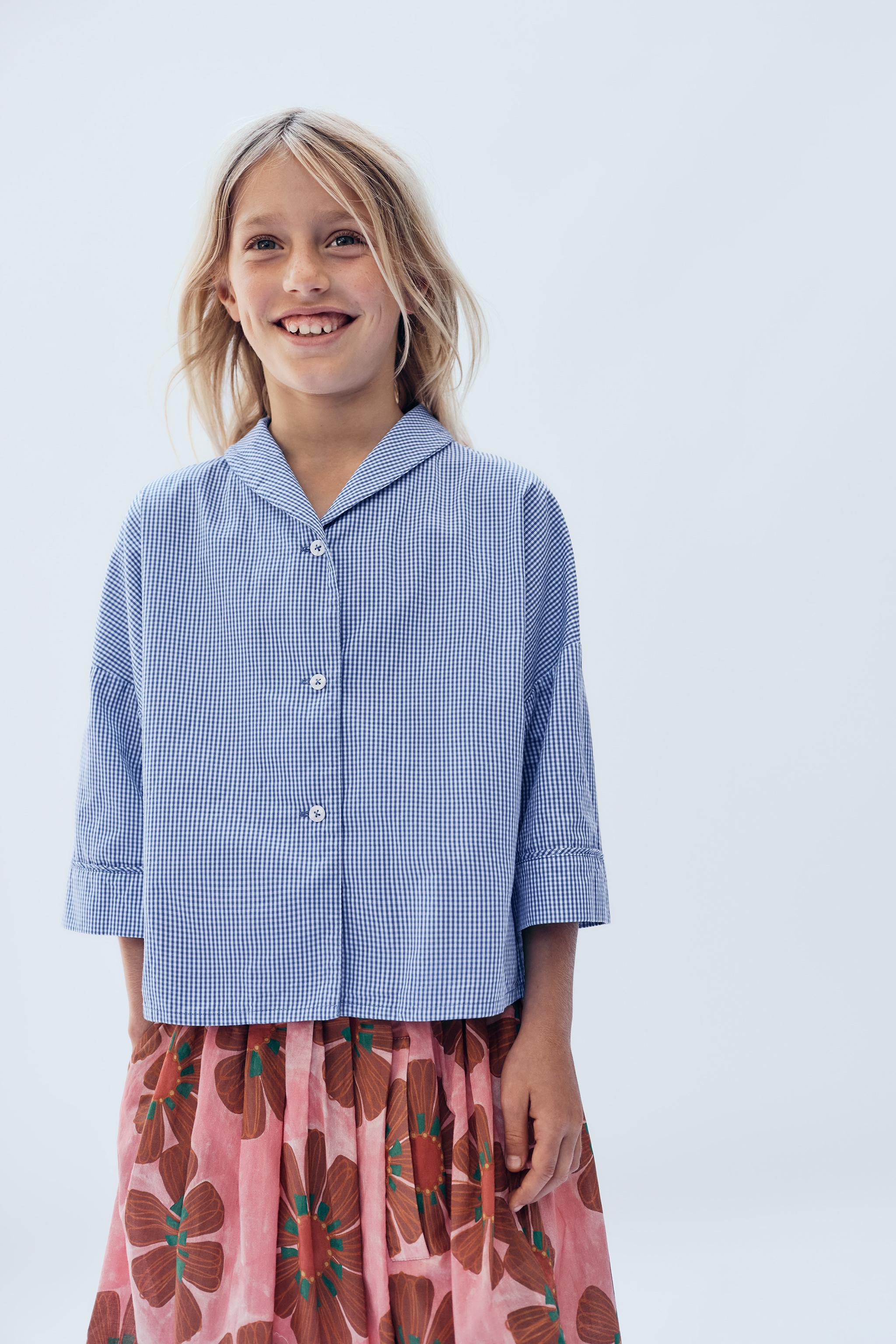 6-14歳/LIMITED EDITION ギンガムチェックシャツ - ブルー | ZARA 