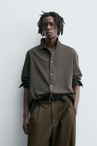 Zara COLORED DENIM SHIRT - Gray green