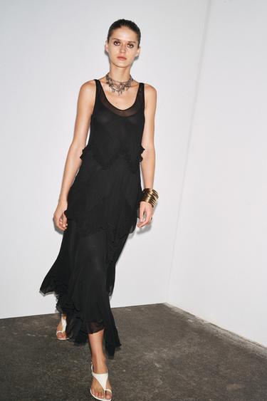 LONG RUFFLED DRESS - ZW COLLECTION - Black by Zara