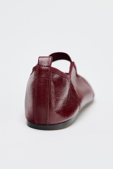 BALLERINES EN CUIR ÉLASTIQUES - Bordeaux de Zara - Image 5