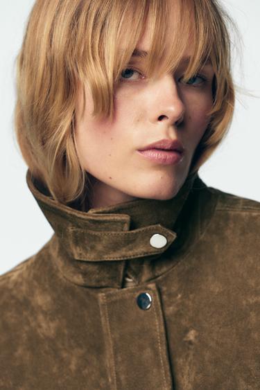 BLOUSON BOMBER 100 % CUIR - Kaki de Zara - Image 4