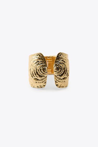 DOUBLE SHELL RIGID BRACELET - Golden by Zara