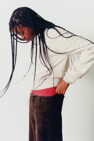 STUDDED SWEATER — Ecru 2