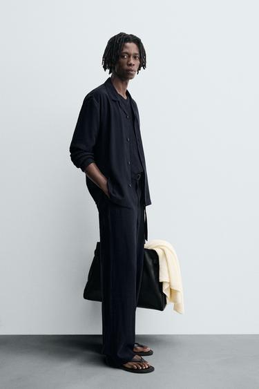 RELAXED FIT TROUSERS WITH BELT - Navy blue by Zara - Image 3