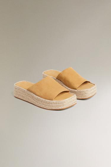 SANDALES COMPENSÉES CUIR - Marron de Zara - Image 3